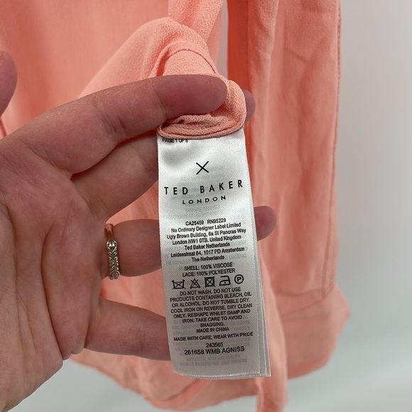 Ted Baker Agniss Lace Trim Tunic Shirt in Peach 4 / XL A21 - Picture 5 of 7